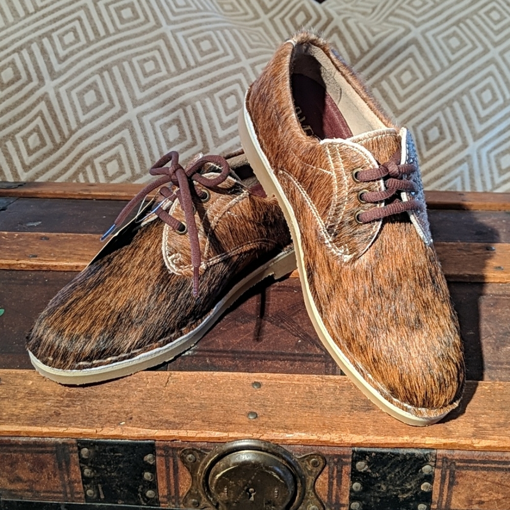 Natural hide oxfords brindle 8.5